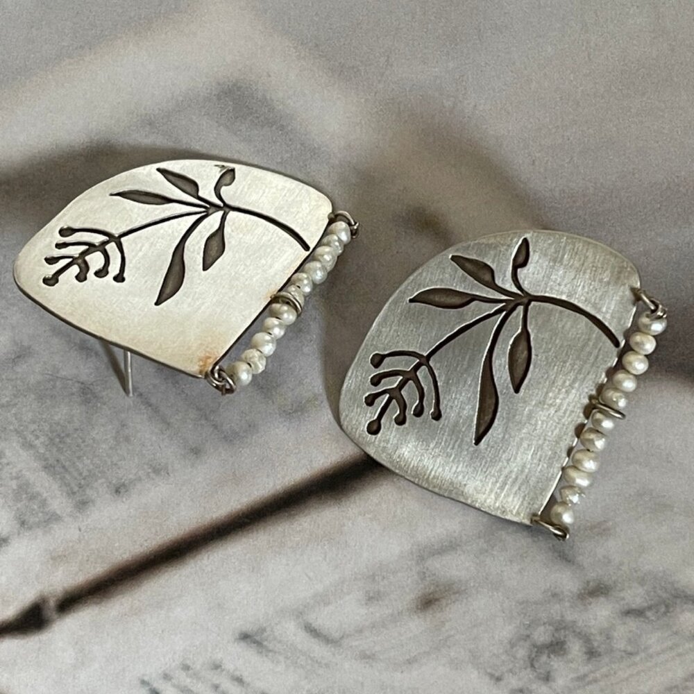 Baavaar (Maryam Khazali From Toronto) Sterling Silver Artisan Dandelion Earrings